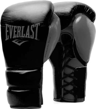 Everlast Unisex Adult Boxing Gloves Powerlock 2 Pro Lace Training Gloves, Black, 14 oz
