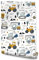 Muralo Vlies Tapete für Jungen Lastkraftwagen Bagger Kräne Traktor Transport Bäume Wolken Berge Himmel Skandinavischer Stil Wand Tapete 1000 x 53cm Kinderzimmer Spielzimmer Moderne Wanddeko