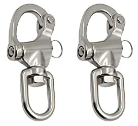 Lot de 2 manilles à dégagement rapide en acier inoxydable pour voilier, spinnaker - 70 mm/87 mm/128 mm