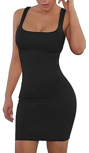 Vestito Sexy Donna Corto Estivo Tubino Elegante da Sera Nero AM381-M