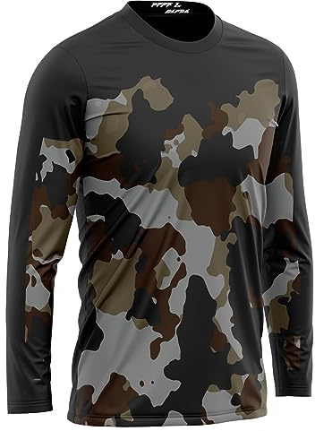 FFFF & OLFEH MTB Jersey Langarm,Mountainbike-Trikot für Männer,Motocross-Shirt Langarm,Fahrrad Trikots Motocross BMX Racing T-Shirt Downhill Radsport Kleidung