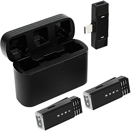 GDWD Lavalier Mikrofon, Wireless Mini Mikrofon mit Ladehülle, Plug & Play Kabellos Ansteckmikrofon, Mikrofon Handy für You-Tube Tik-Tok Face-Book Live-Stream Videos Vlog Interview für Typ-C-Android