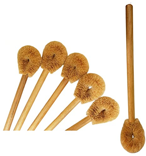 Household Use Eco-friendly Handmade Wooden Base Long Handle Coir Fibre Bathroom Toilet Cleaning HAND BRUSH Zero Waste & Plastic Free Brushes (1)