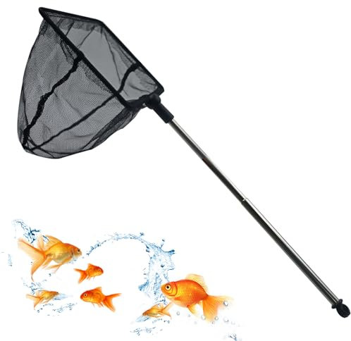 WLUOS Aquarium Fischnetz aus Reißfestem Nylon Mini Aquarium Kescher Net mit Ausziehbarem 17-35 cm Langem Griff für Aquarien Kleine Teiche