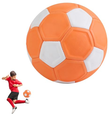 YANGUN Football, Curve Ball Football Toy with Rubber Liner Soft Footbal for Curve Tricks, Boys Girls Indoor Outdoor FootballTraining or Game Kick Like The Pros(Orange White)