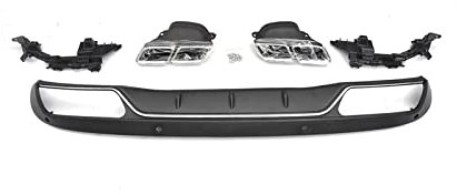 Auto Spoilerlippe Auto Heckstoßstange Diffusor Für Benz C Für Klasse W205 C200 C250 Limousine 4D 2015-2017 Nicht Für Sport/C63 Für AMG Heckdiffusor Tipps PP Auto Heckspoiler Heckflügel(Silver trim tip