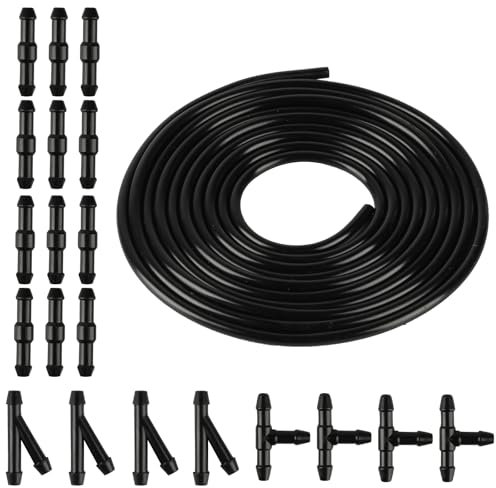 4m Durite Lave Glace Voiture, Kit de Flexible d'essuie-glace, Tuyau de Liquide de Lave-glaces pour Connecter Pompe à Eau et Buses de Voiture, avec 30 Universel Raccord Tuyau Connecteurs