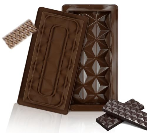 Doksvp Kit de Molde de Chocolate en Forma de Triángulo Diamante - 2 Piezas de Silicona Antiadherente para Hacer Tabletas y Bombones Dubai