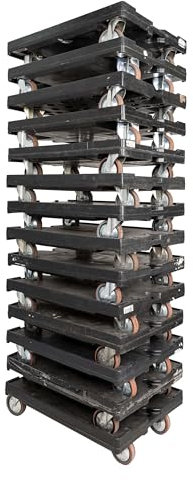 Profi Schwerlast Transportroller 14er-Set, Rollbrett schwarz gebraucht L80 x B60 cm, Möbelroller Traglast 500 kg, Möbelhund mit 2 Blockrollen und 2 Lenkrollen, leicht zu lenken, Rollwagen stapelbar