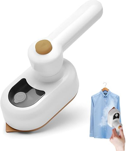 Idota Mini ferro da stiro a vapore da viaggio, piastra da viaggio, mini ferro da stiro a vapore leggero, suola antiaderente, riscaldamento rapido, 50 ml, per casa e viaggi (bianco)