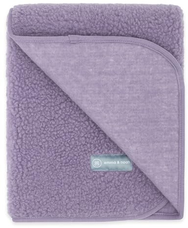 emma & noah Merino Kuscheldecke Baby aus 100% Wolle (Merino), weiche Teddyfell Decke, wärmend & atmungsaktiv, Babydecke für Zuhause & Kinderwagen (75x95cm) (Essential Lavendel)