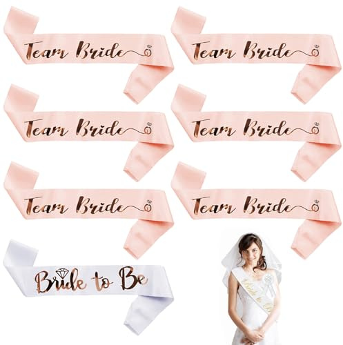 7Stk Team Bride Schärpe Bride to Be,JGA Schärpe Frauen Set Deko,Team Braut Schärpen JGA Junggesellinnenabschied,JGA Accessoires Poltern für Junggesellenabschied,Bachelorette,Bridal Hochzeit,Brautparty