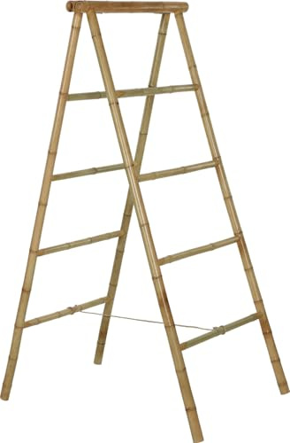 Freestanding Bamboo Towel Holder with 8 Rails – Natural Wooden Bathroom Towel Stand, Drying & Storage Rack, Clothes or Blanket Ladder for Bedroom & Bathroom – 140cm Height × 57cm Width
