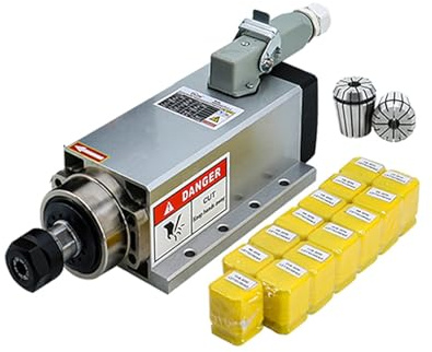 YVAAASIYC 2.2KW 110/V 220/V 380V 24000rpm 400H/z Square Air Cooled Spindle Motor With ER20 Collect For CNC Wood Working Milling Machine(Aviation Connector,380V)