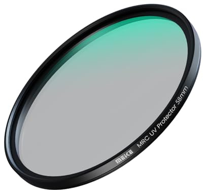 Meike Filtro de protección de lente MCUV HD de 58 mm, 20 multicapas, con película verde y lente de cámara impermeable, filtro UV ultra delgado