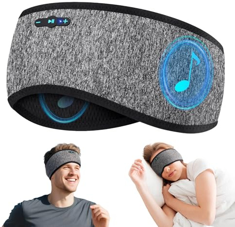 Veeniitosr Sleep Headphones Bluetooth 6.0 Headband for Side Sleepers (Gray) | 200mah cell for 20hr playback, 3mm ultra-thin speaker & mic, HD stereo, removable & washable, 2-in-1 sport & sleep headband