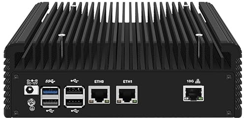 UDPTCP Mini PC sans ventilateur, 12e génération Alder Lake N100 (jusqu'à 3,4 GHz) sans RAM DDR5 sans SSD M.2 NVMe, matériel pare-feu AQC113C-B1-C 10GbE RJ45, 2 x 2,5 GbE LAN OPNsense Appliance, AES-NI