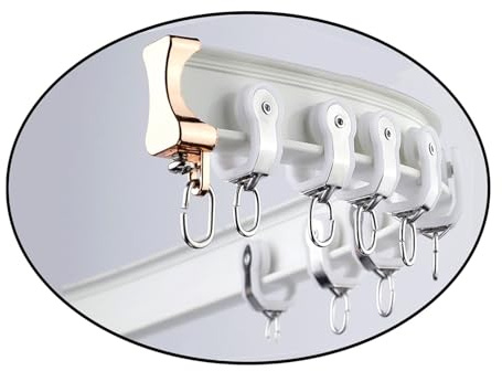 Gebogene Deckenschiene, Gardinenschiene, Flexible Decken-Vorhangschiene mit Stummen Rollen, Vorhangschiene Deckenmontage, Gardinenleiste(White-Side,200cm(2 * 1.0m))