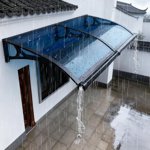 qodxcrfv Marquesina Puerta Exterior, Marquesina para Puerta de Entrada, Toldo Exterior de Policarbonato y Aluminio, Protección contra Lluvia, Nieve y Sol, Fácil Instalación(80×140cm)
