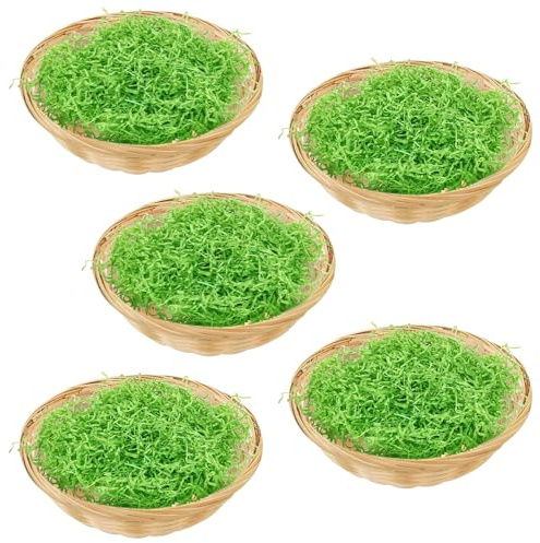 Yi'antai 5 Stück OsterköRbchen, 100g Ostergras Grün, Osterkorb Zum Befüllen, Körbchen für Ostereier, Weidenkörbe Ostergras, Ostern Geschenkkorb, Osternest Basteln, Ostern Eier Dekoration (4 Stück-A)