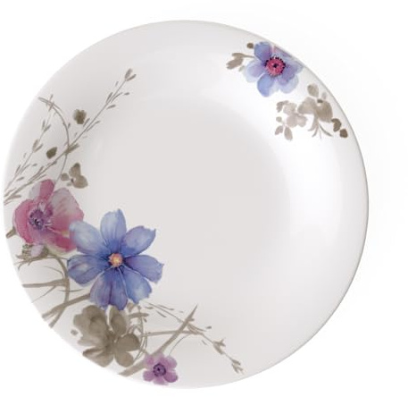 Villeroy & Boch Mariefleur Gris Basic Assiette petit-déjeuner, 21 cm, Porcelaine Premium, Blanc/Multicolore