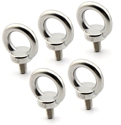 Yasorn Anneau de levage boulon à œil M8 / 0.32 vis à filetage mâle en acier inoxydable de levage de poids marin boulons 5pcs