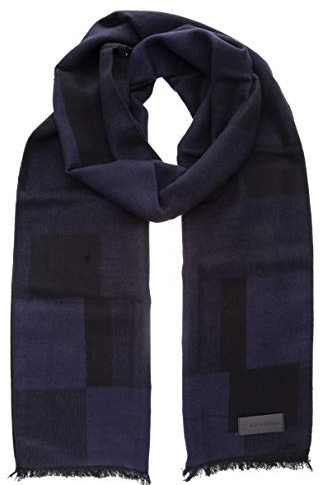 Marino’s Winter Cashmere Feel Men Scarf,100% Cotton Fashion Scarves, In Elegant Gift Box - Black & Navy Checked - One Size