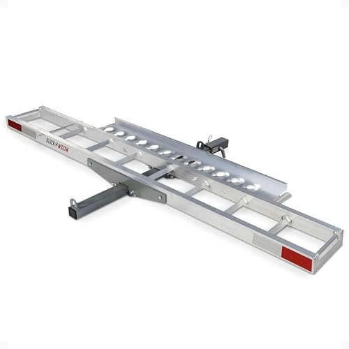 Black Widow Aluminum Dirt Bike Hitch Carrier with Ramp for Truck & SUV, 400-Pound Capacity - Non-Folding Motorcycle, eBike & Fat Tire Bike Hauler, Fits 2-Inch Class III/IV Receiver