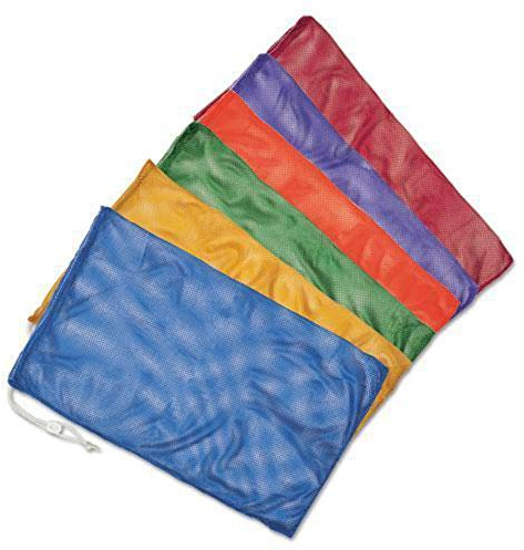 Champion Sports Mesh sportutrustningsväska, set med 6, 30 x 45 cm - mångsidig, nylonväska med lås och ID-etikett för bollar, strand, tvätt