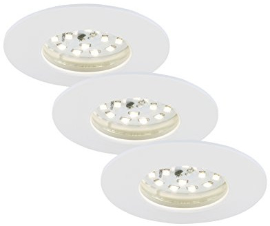 Briloner Leuchten 7231-036 LED Einbauleuchte, Einbaustrahler, LED Strahler, Spots, Deckenstrahler, Deckenspot, Lampen Wohnzimmer, led einbaustrahler 230v, Deckeneinbauleuchten, 5,5 Watt, 470 Lumen, dimmbar, Badezimmer / Bad geeignet IP44, energiesparend, 3er-Set, rund, weiß