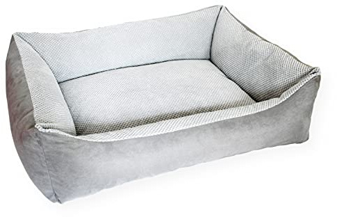 4L Textil Teo Kuscheliges Hundebett Bezug abnehmbar und waschbar Hundekorb mittelgroße Hunde Hundekissen flauschig Hundekörbchen Hundesofa (120x100 cm, Grau)