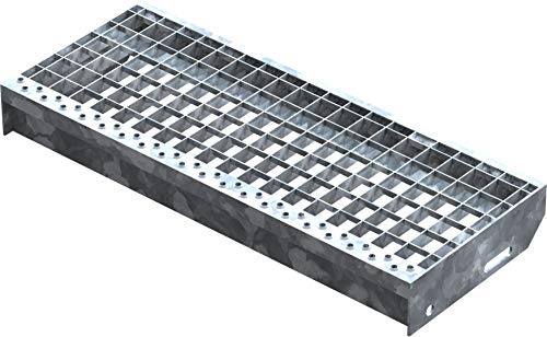Fenau | Marche perforée Acier inox (R11) XSL - Dimensions : 600 x 240 mm - Maillage: 30/30 mm, Galvanisation, conforme à la norme DIN, Adapté aux escaliers de secours