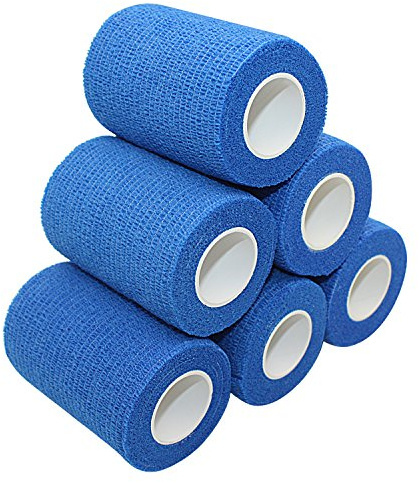 STpro Selbstklebender Verband Tape Fixierverband Selbsthaftende Bandage 7,5cm x 6 Stück Blau Tape Haftbandage Cohesive Bandagen Pferd Selbstklebende Binden Verband Elastischer Verbände Kohäsiv