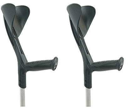 2er Pack Krücken, Aluminium Unterarmgehstützen, Evolution, Höhenverstellbar, Schwarz