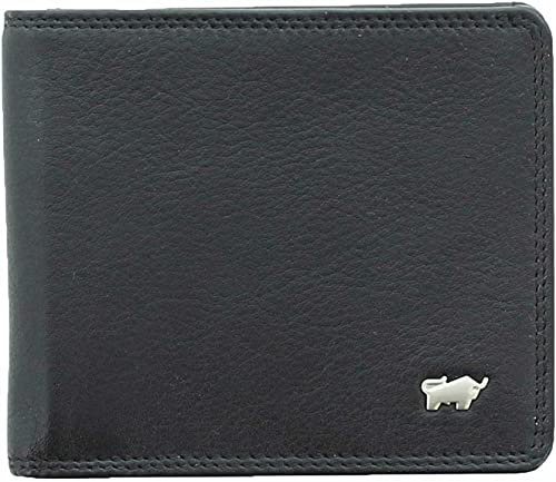 BRAUN BÜFFEL - Geldbörse Herren mit Geldklammer aus echtem Rindleder Golf 2.0 - Geldbeutel Portemonnaie für Männer mit 8 Kartenfächern & Dollarclip - Handliches Portmonee - Edles Schwarz