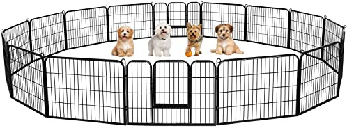 Yaheetech Parc pour Chien 16 Panneaux Enclos Chien Cage pour Chien Parc a Chiot Canard Lapin Rongeur 80 x 60 cm Clôture Barriere Extérieur en Métal Pliable