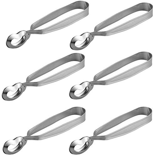 HAN SHENG 6-Pack Stainless Steel Escargot Tongs, 6.1''x1.7'', Professional Snail/Seafood Shell Picking Tools for Restaurant, Kitchen & Serving