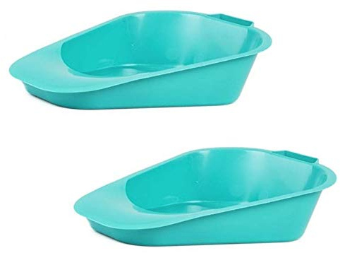 Fracture Bed Pan with Plastic Guard and Built-in Handle, Turquoise (Pack of 2)