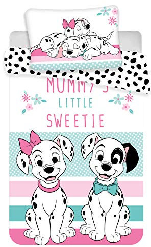 Disney Housse de Couette bébé 101 dalmatiens 100% Coton Parure de lit 100x135cm Taie 40x60cm