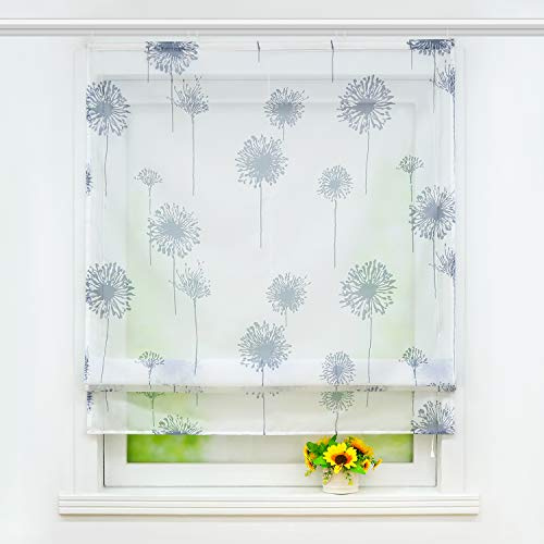 Joyswahl transparentes Raffrollo mit Pusteblume Druck Raffgardine mit Klettschiene »Aleyna« Schals Fenster Gardine BxH 120x140cm 1 Stück