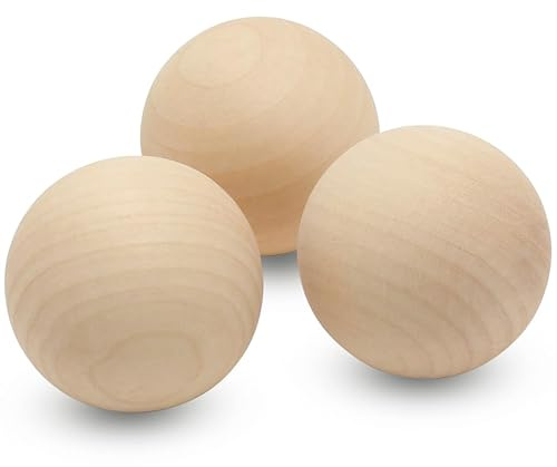 4 inch Round Wooden Balls for Crafts, Bag of 3 Unfinished and Smooth Round Birch Hardwood Balls, and Wooden Spheres, by Woodpeckers