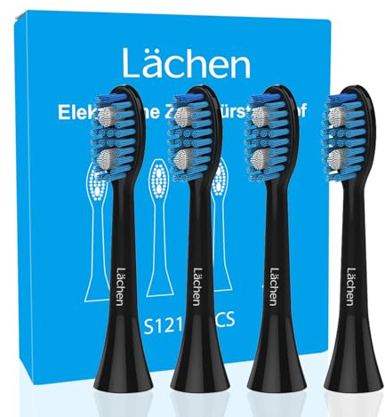Lächen Ersatzbürstenkopf,Passend für alle elektrischen Zahnbürsten von Lächen, 4 Stück (A-schwarz)