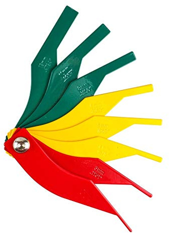 Brake Lining Thickness Gauge, Car Automotive Brake Pad Measuring Ruler Tool, Measure Disc and Drum Brake Pads Feeler Gauge, Color-Coded，SAE & Metric，Durable Steel Brake Rotor Gauge Father'Day Gift