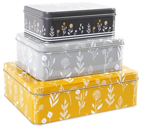 Round Nesting Cake Storage Tins Airtight For Cakes 3 Pec (Retro Meadow) | Premium Round Nesting Cake Storage Tins With Airtight Lids For Cakes, Biscuits & Sweets For Easy Kitchen Storage (Set of 3)