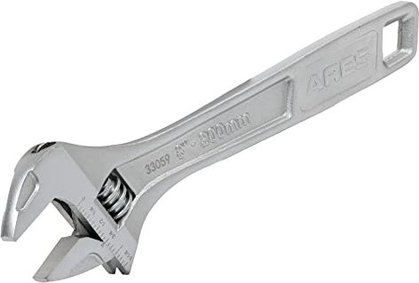 ARES 33059 – 20,3 cm verstellbarer Schraubenschlüssel, gesenkgeschmiedete Chrom-Vanadium-Stahlkonstruktion, breite Backen-Designs für eine Vielzahl von Befestigungsgrößen, SAE- und metrische