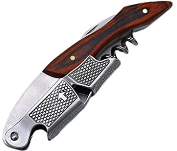 korkenzieher Korkenzieher Rotweinöffner Edelstahl Natürliche Holzfeder Doppelhebel Wine Screwpull Hebel Sharp Micro Gezacktes Messer Kellner im Familienrestaurant