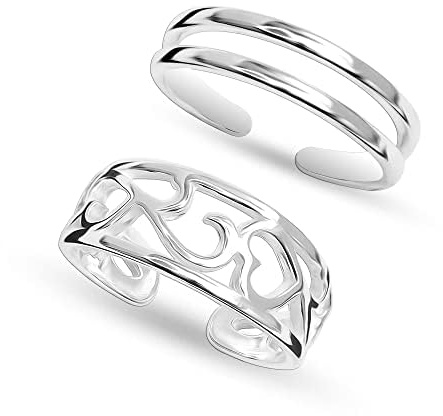 LeCalla 925 sterling silver minimalist tåringar set enkel öppen justerbar tåringar för kvinnor, Sterlingsilver, Ingen ädelsten