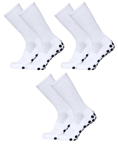 Taruor Fußballsocken für Kinder und Herren, Unisex Stutzenstrümpfe mit Anti-Rutsch-Griffen und Kompressionsstretch für sportliche Outdoor-Aktivitäten und Laufen, 3 Paar in Größe 39-46