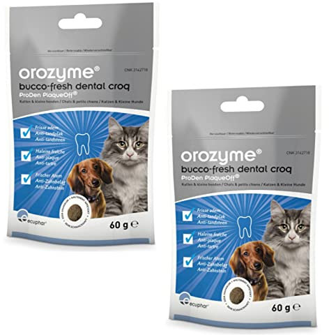 ecuphar Orozyme Bucco-Fresh Dental Croq für kleine Hunde und Katzen - Doppelpack - 2 x 60g