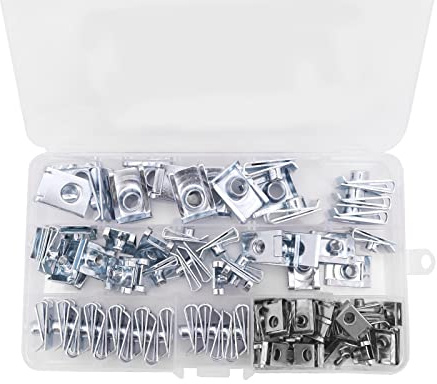 Yuhtech 80 piezas de acero inoxidable U Clips M4-M8, Tuercas de chimenea y velocidad, surtido para vehículos motorizados y electrodomésticos